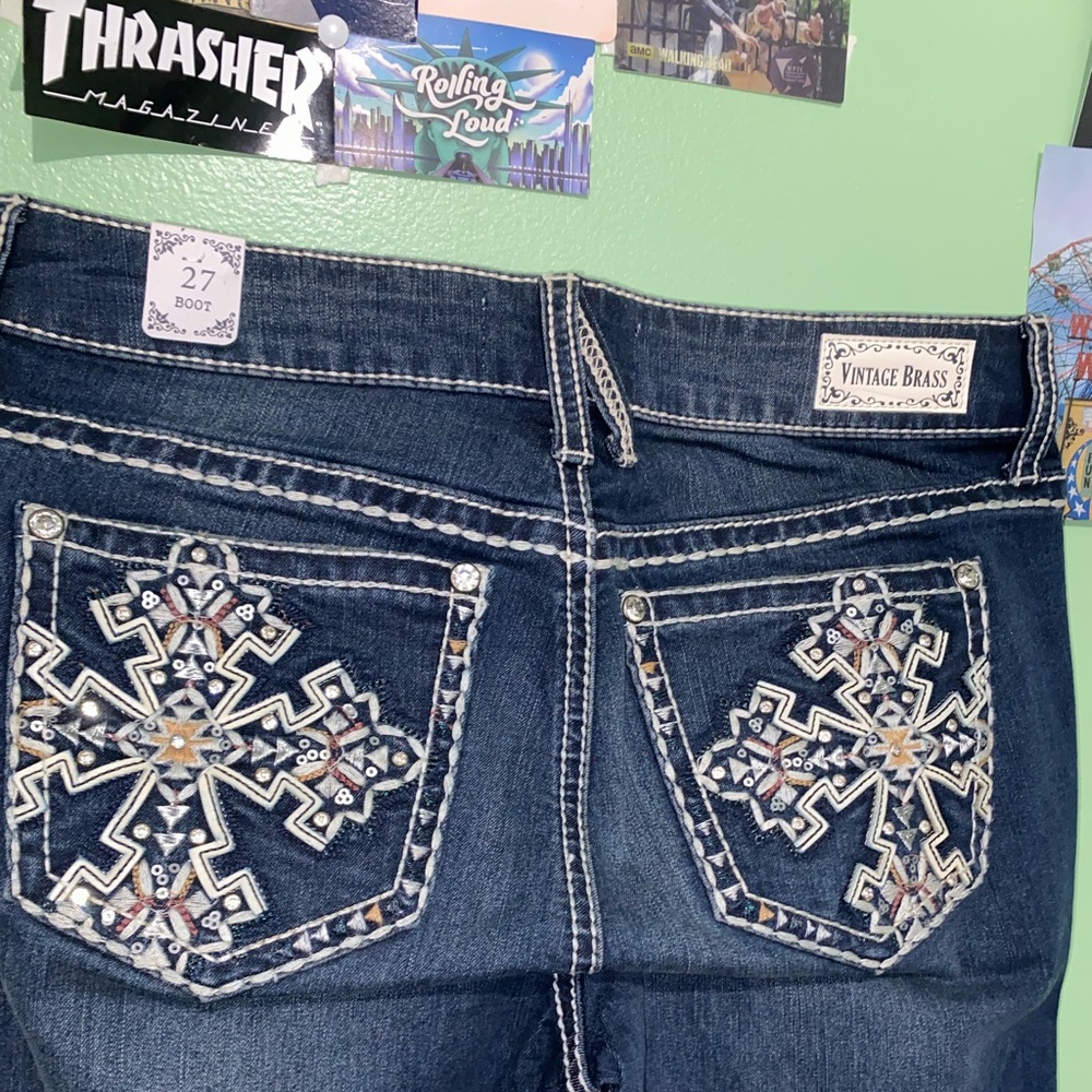 Embroidered Gem Bootcut Jeans